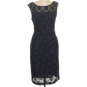Connected Apparel Black Lace Midi Dress